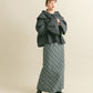 check narrow skirt (charcoal x blue) *JP