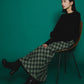 check narrow skirt (khaki x black) *JP