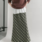 check narrow skirt (khaki x black) *JP