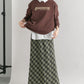 check narrow skirt (khaki x black) *JP