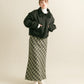 check narrow skirt (khaki x black) *JP