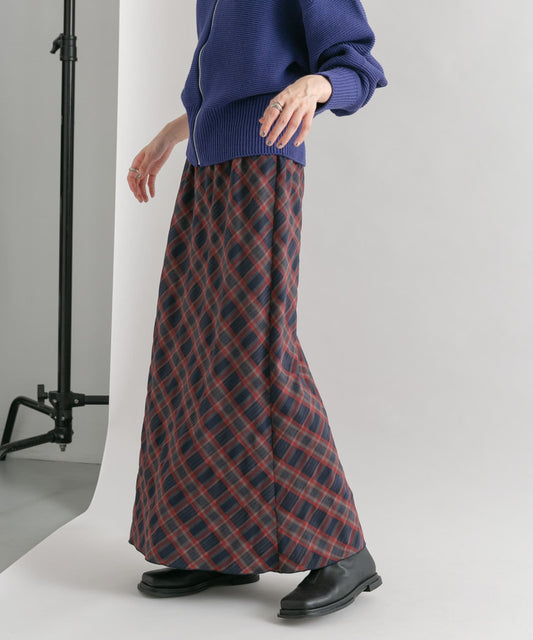 check narrow skirt (navy x red) *JP