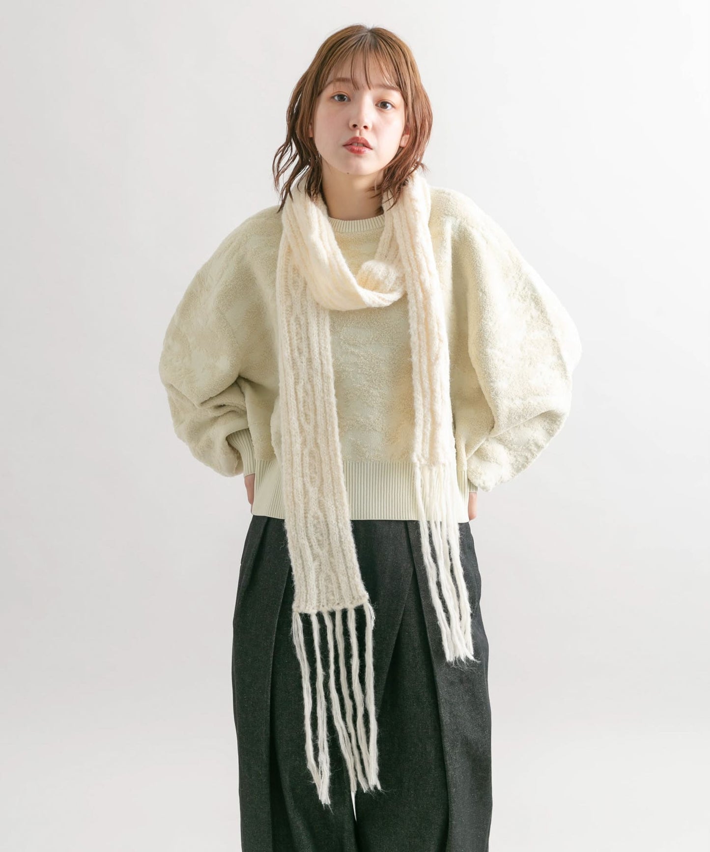 marble jacquard knit (ivory) *JP