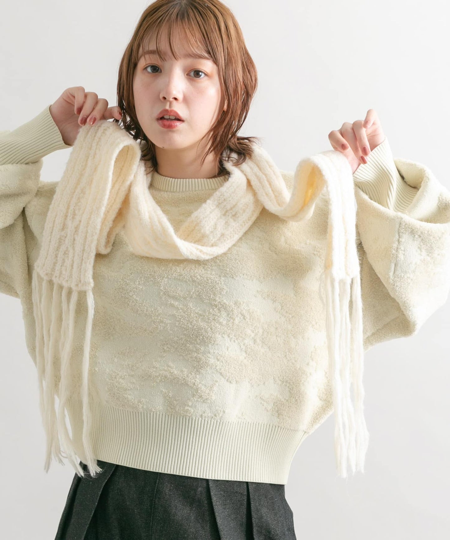 marble jacquard knit (ivory) *JP