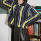 front zip striped cardigan (charcoal mix) *JP