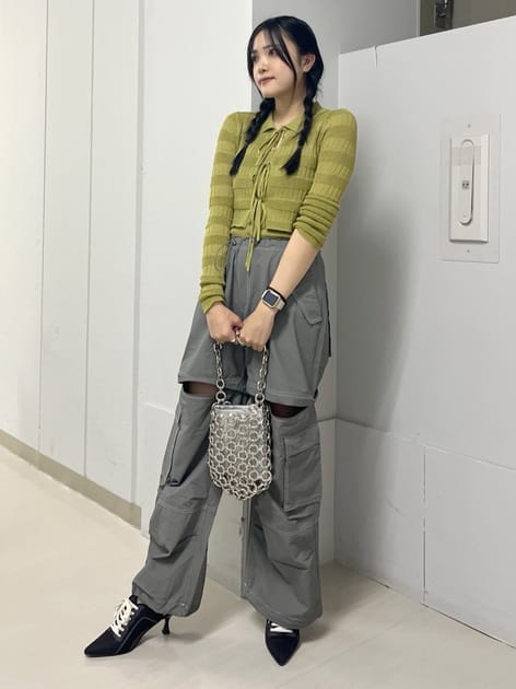 ribbon knit set (khaki) *JP