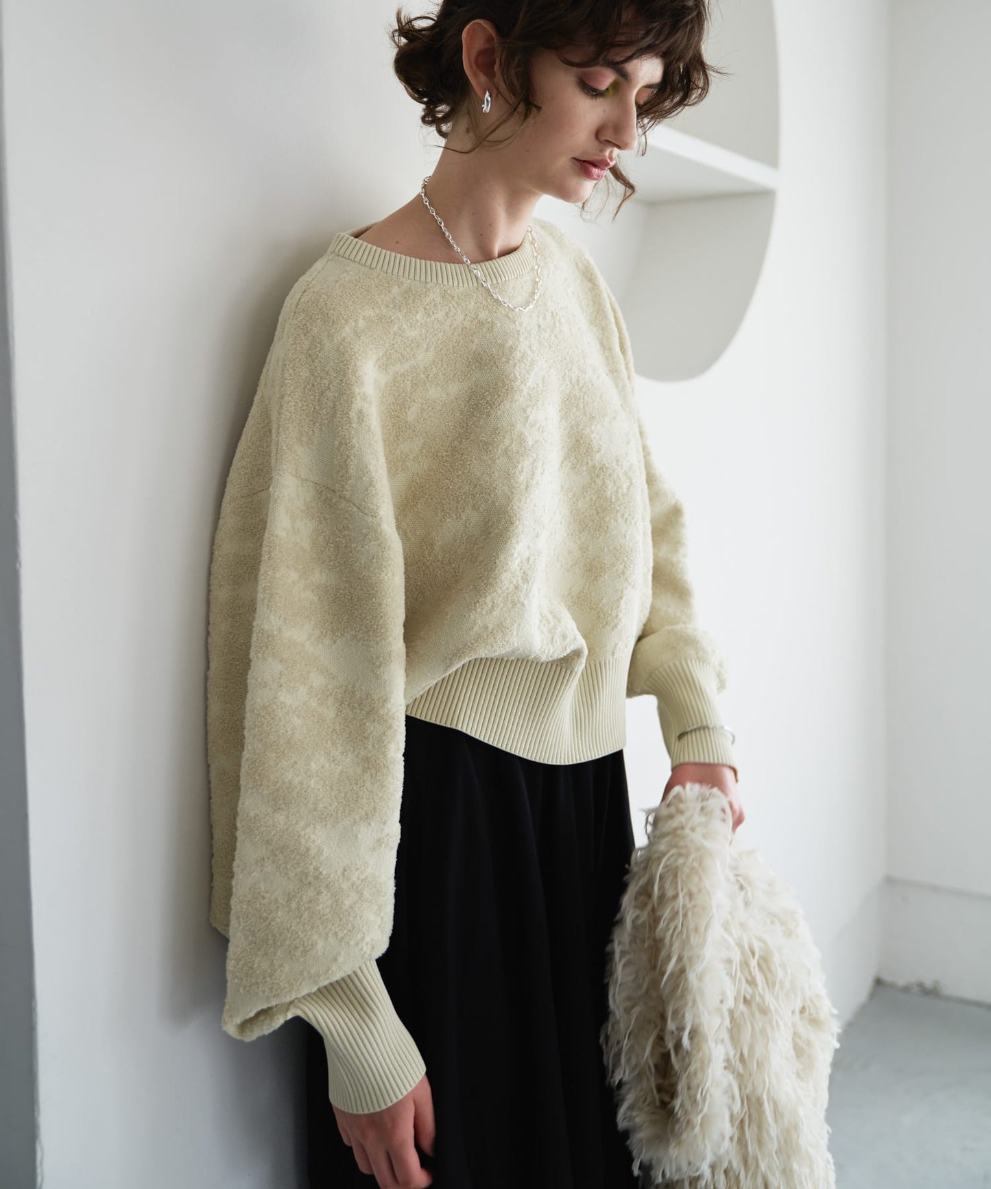 marble jacquard knit (ivory) *JP