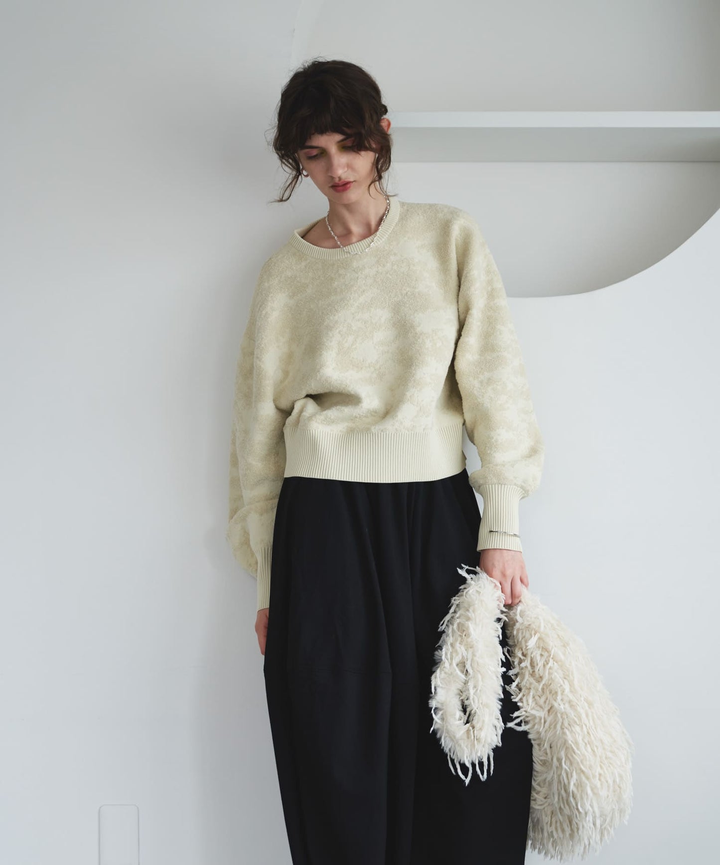 marble jacquard knit (ivory) *JP