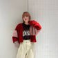 patchwork knit cardigan (red) *JP