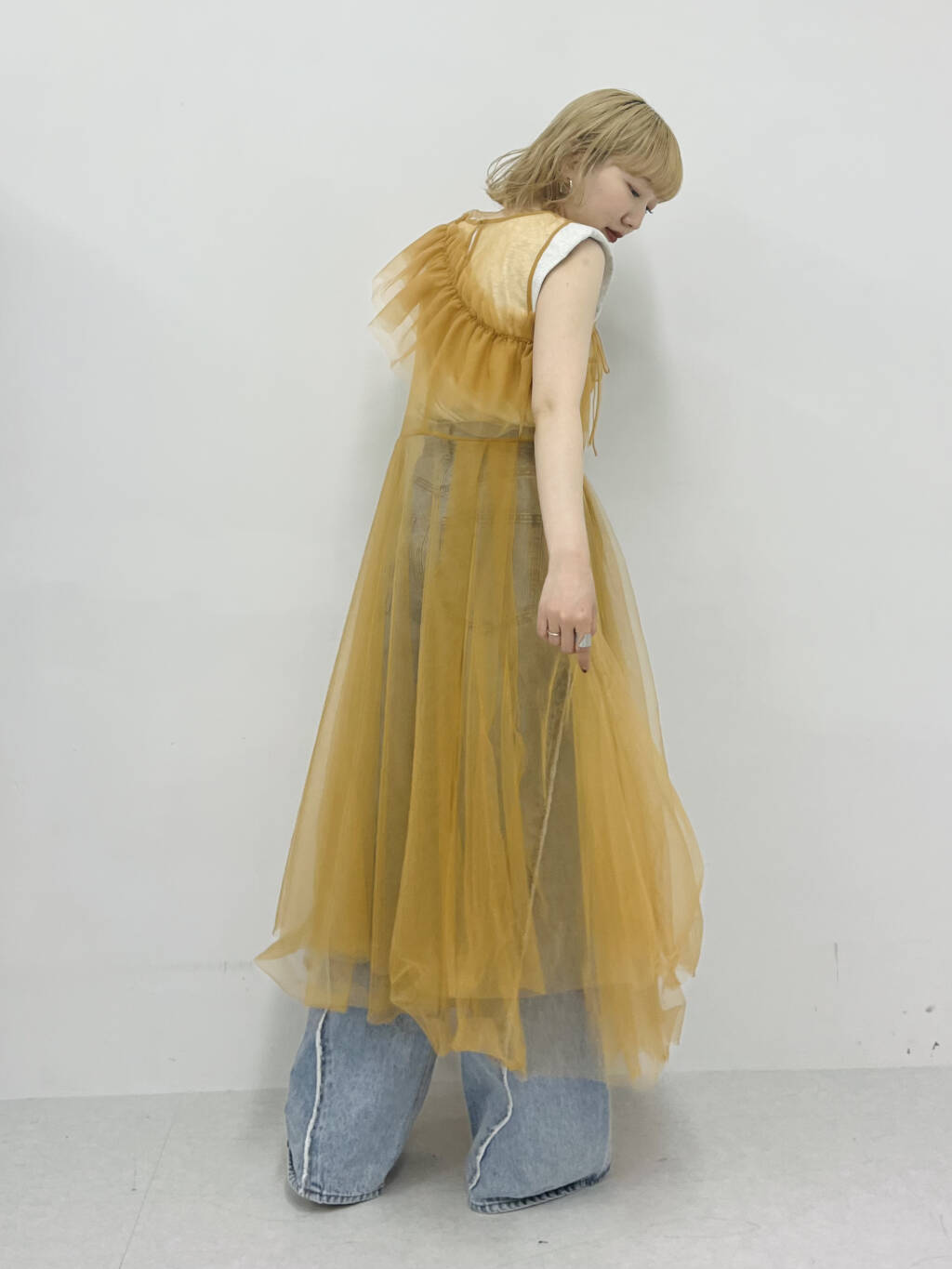 『高橋愛×KBF』frilled tulle dress (apricot) *JP