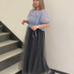 front draw sheer top (blue) *JP