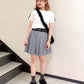 pleated skirt with belt (light grey) *JP