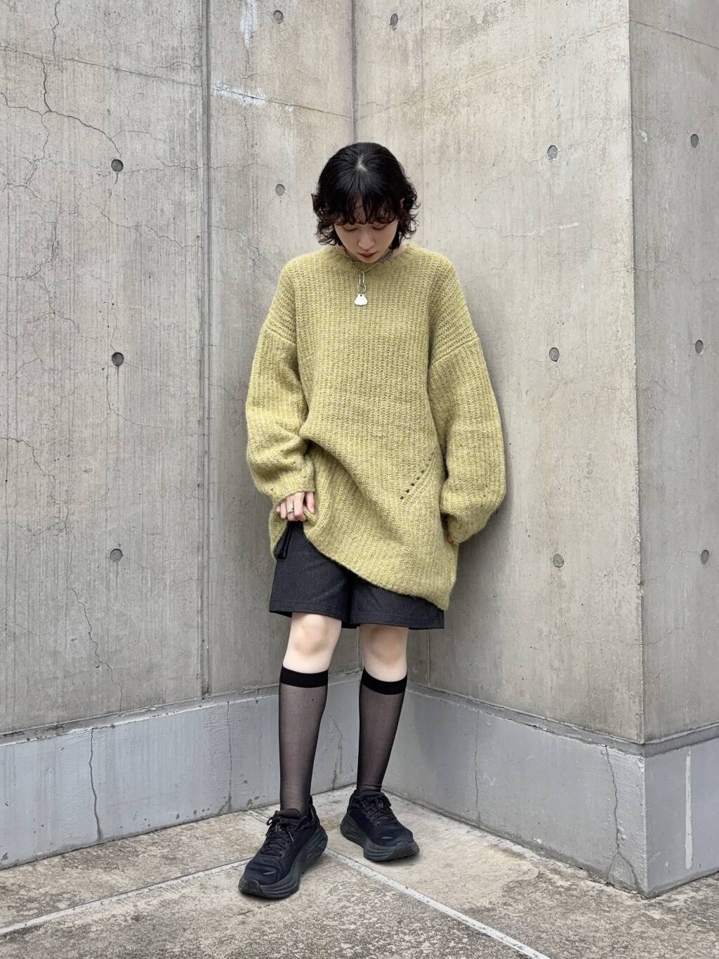 volume knit mini dress (pistachio) *JP