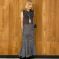 cut out gather skirt (grey) *JP