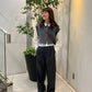 knee slit 2-way pants (gray striped) *JP