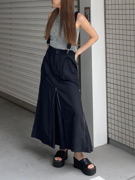 suspender maxi skirt (black) *JP