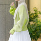 layered half zip knit (ivory x lime) *JP