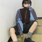 layered half zip knit (brown x blue) *JP