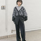 jacquard fringe cardigan (black) *JP