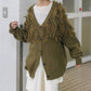 jacquard fringe cardigan (khaki) *JP