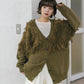 jacquard fringe cardigan (khaki) *JP