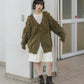 jacquard fringe cardigan (khaki) *JP