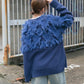 jacquard fringe cardigan (blue) *JP