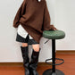 volume knit mini dress (brown) *JP