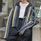 front zip striped cardigan (charcoal mix) *JP