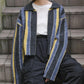 front zip striped cardigan (charcoal mix) *JP