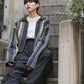 front zip striped cardigan (charcoal mix) *JP