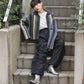 front zip striped cardigan (charcoal mix) *JP