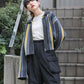 front zip striped cardigan (charcoal mix) *JP