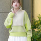 layered half zip knit (ivory x lime) *JP