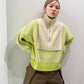 layered half zip knit (ivory x lime) *JP