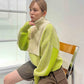 layered half zip knit (ivory x lime) *JP