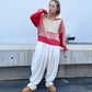 layered half zip knit (ivory x red) *JP