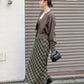 check narrow skirt (khaki x black) *JP