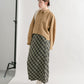 check narrow skirt (khaki x black) *JP