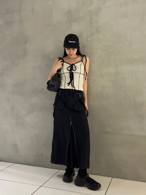 suspender maxi skirt (black) *JP