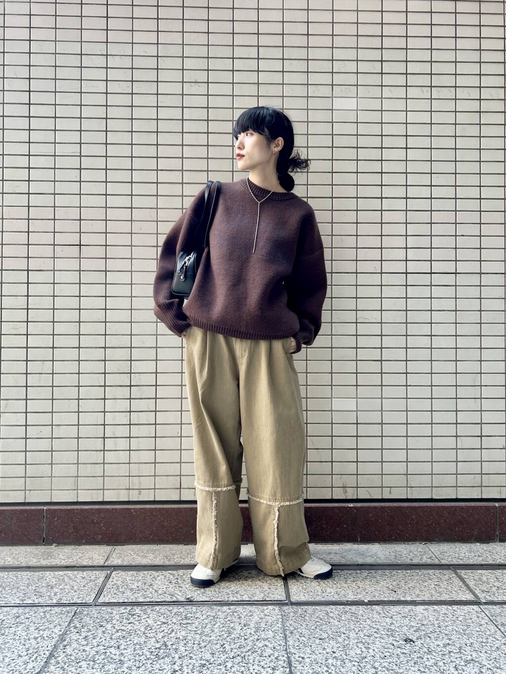 fringe straight pants (khaki) *JP