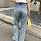 US cotton denim straight pants (sax blue) *JP