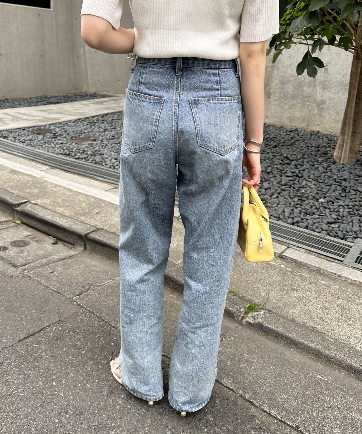 US cotton denim straight pants (sax blue) *JP