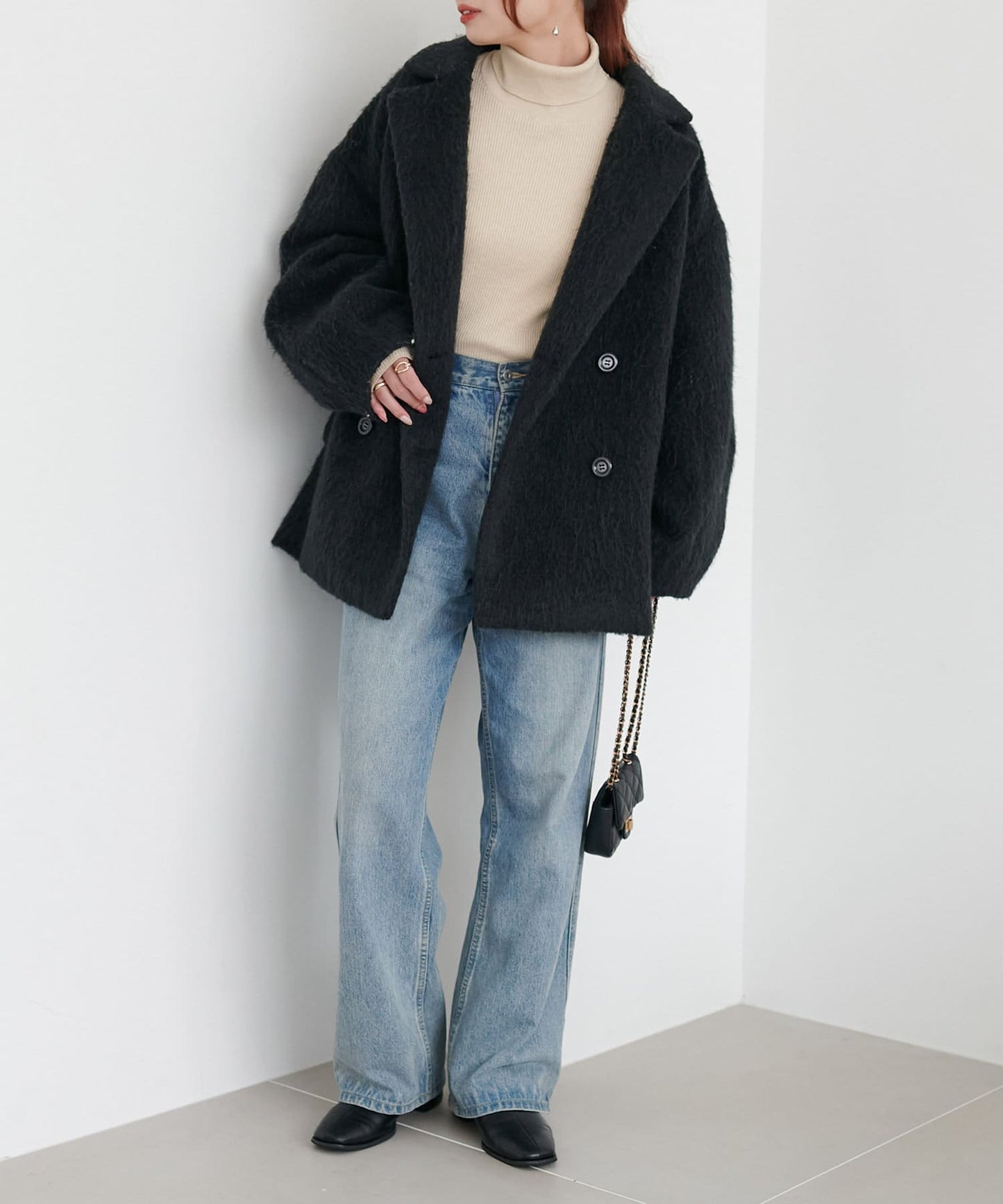 US cotton denim straight pants (sax blue) *JP