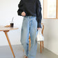 US cotton denim straight pants (sax blue) *JP