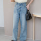 US cotton denim straight pants (sax blue) *JP