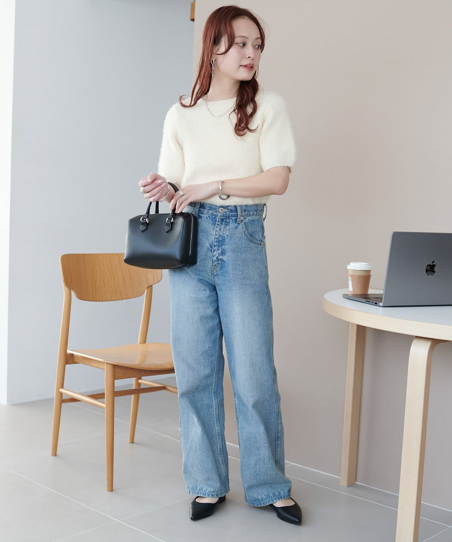 US cotton denim straight pants (sax blue) *JP