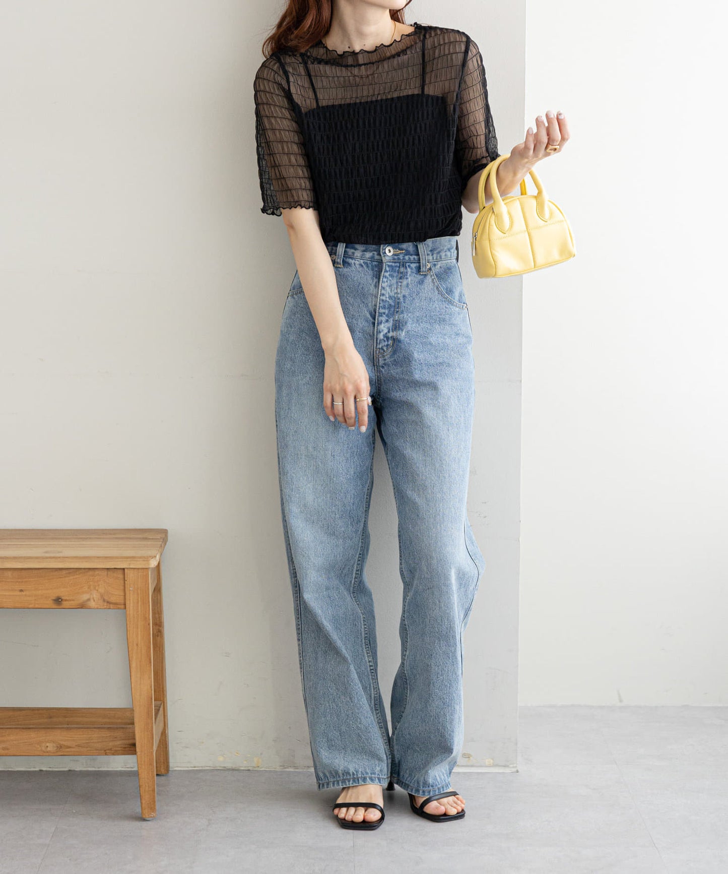 US cotton denim straight pants (sax blue) *JP