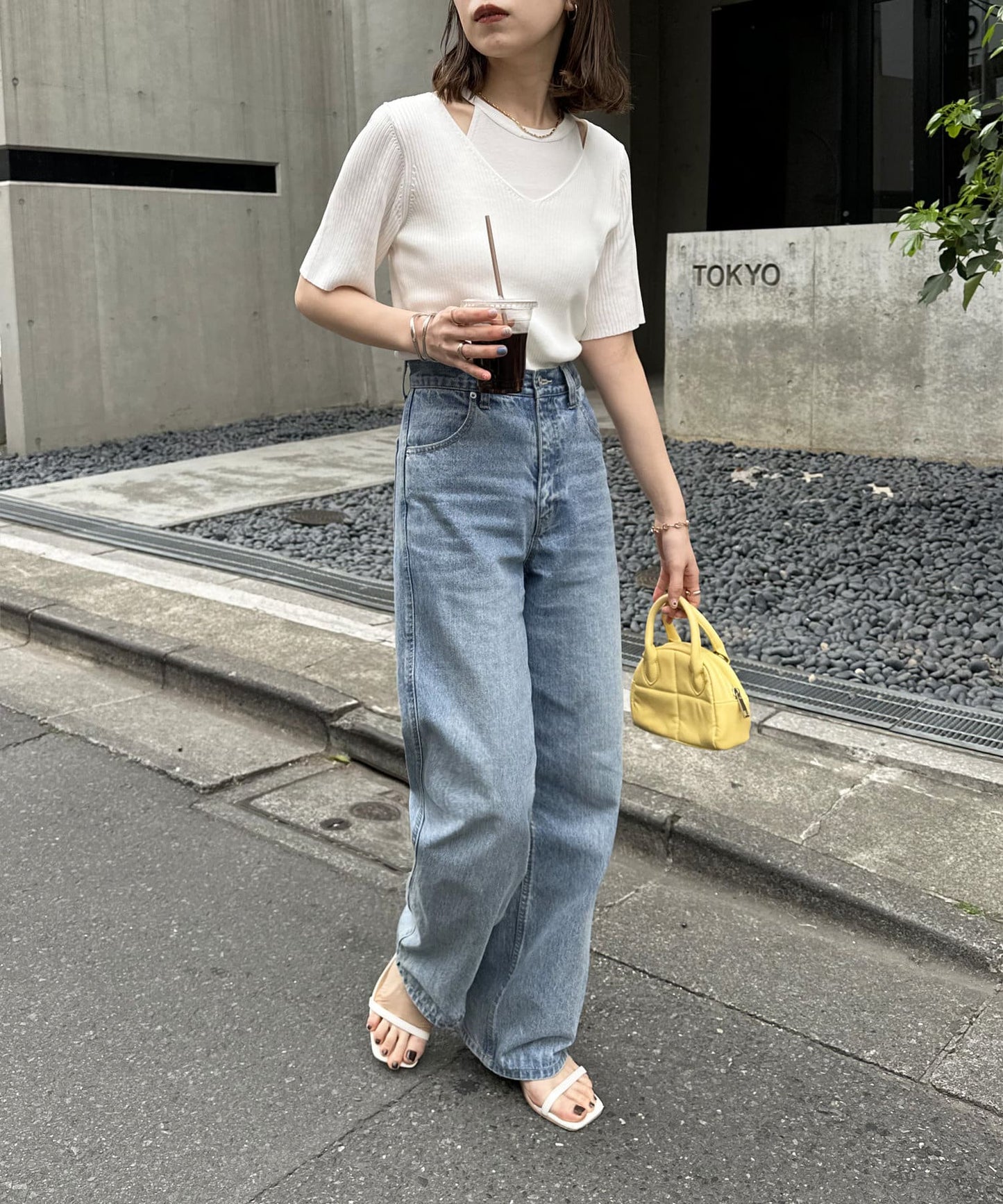 US cotton denim straight pants (sax blue) *JP