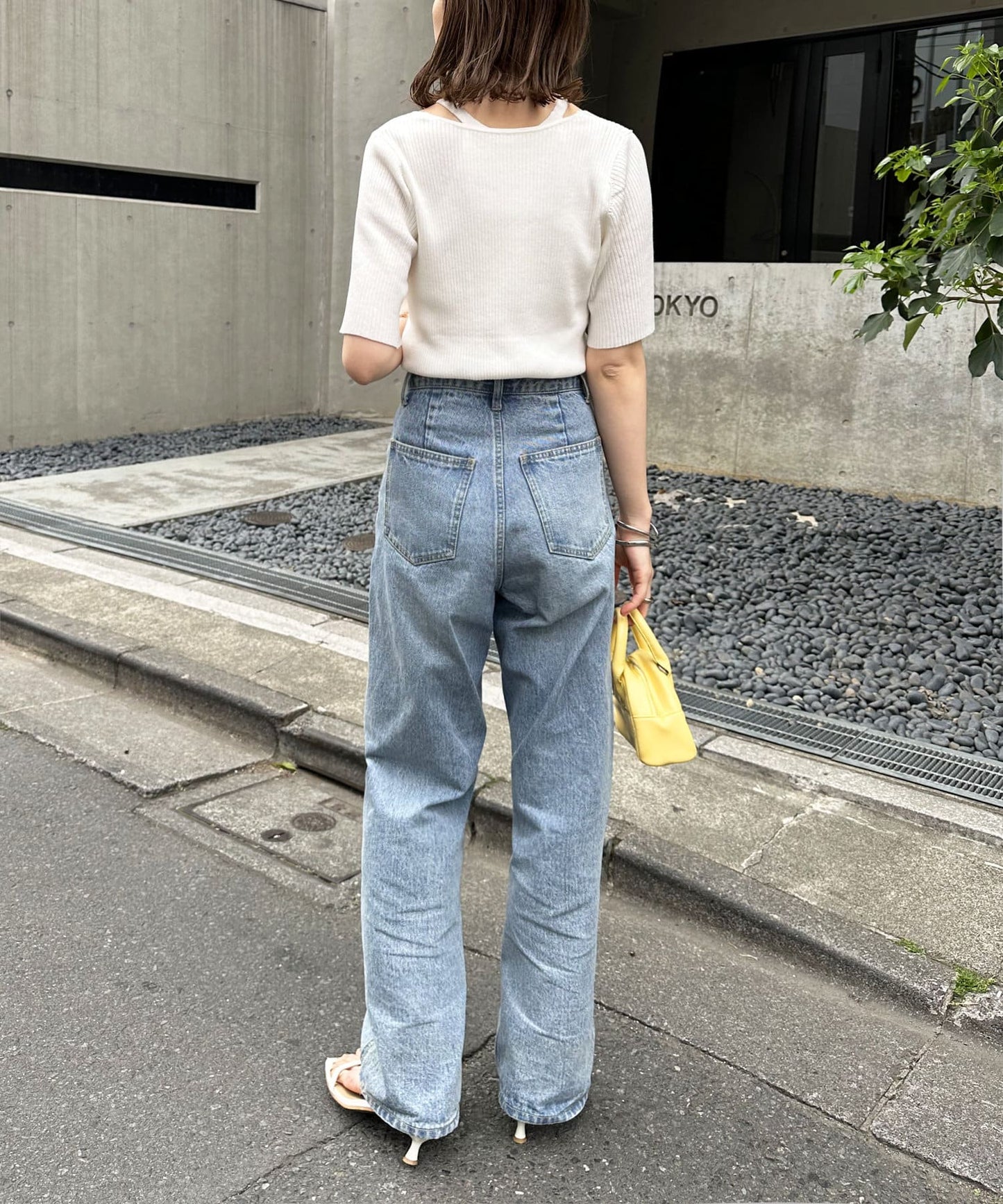 US cotton denim straight pants (sax blue) *JP